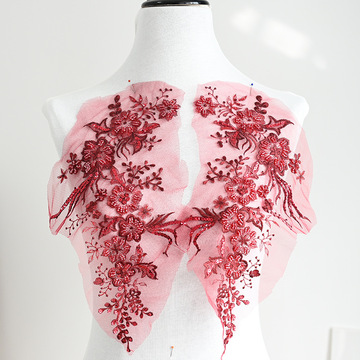 重工刺绣闪亮片钉珠蕾丝布贴 新款婚纱服饰头纱婚鞋diy装饰贴花白