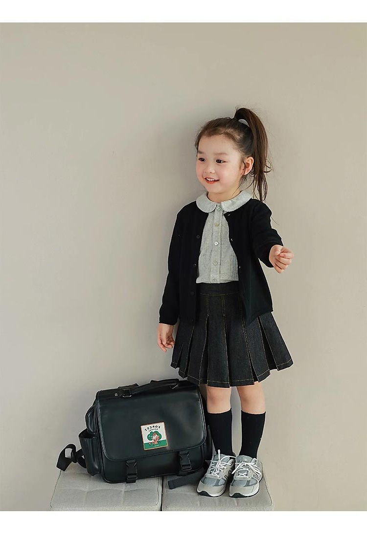 Girls curled solid color sweater cardigan autumn new children's fashion all-match casual cardigan