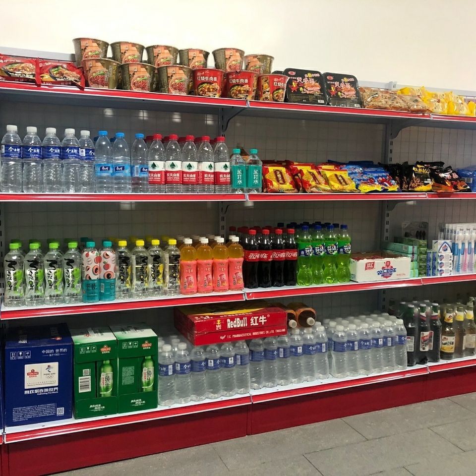 超市单面靠墙网格货架便利店小卖部零食货架展厅货架批发