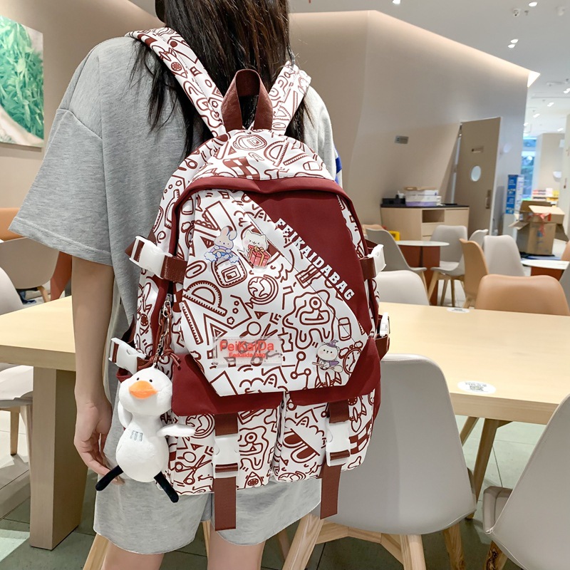 Junior High School Schoolbag Female Middle School Student Girl Backpack Ins Style Cute Girl Primary School Student Three to Six Grade Backpack