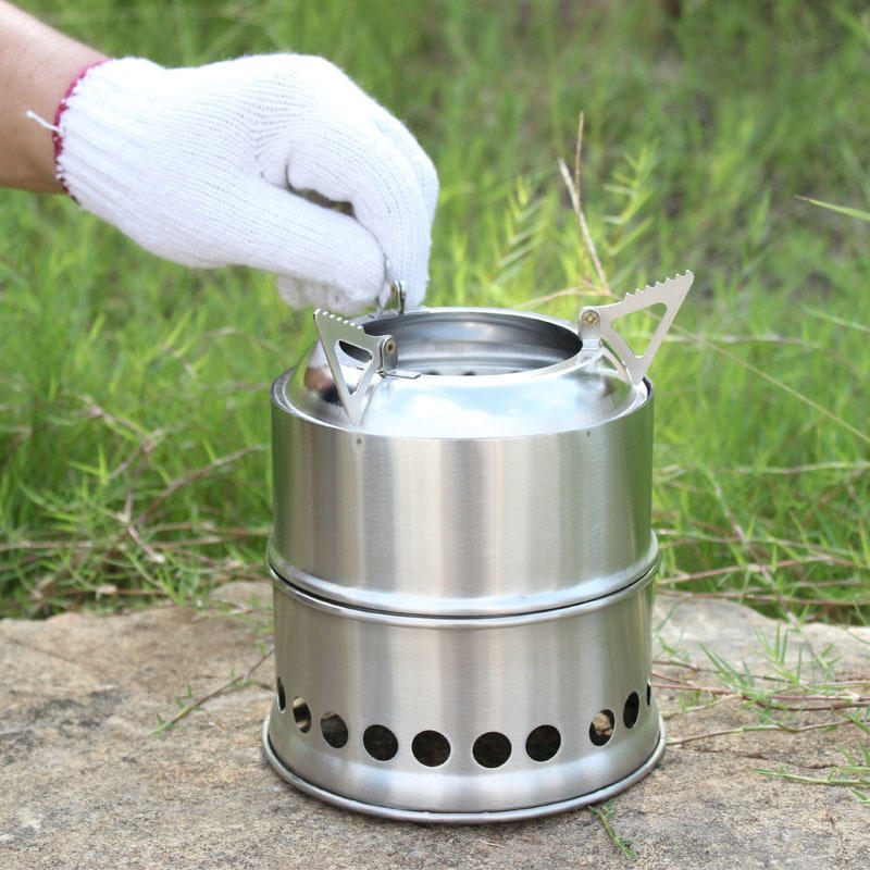 小号户外折叠柴火炉不锈钢便携式野营炉具炉头野餐木柴炉酒精暖炉