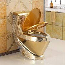 家用抽水金色马桶节水静音防臭陶瓷坐便器欧式彩色创意个性座便器