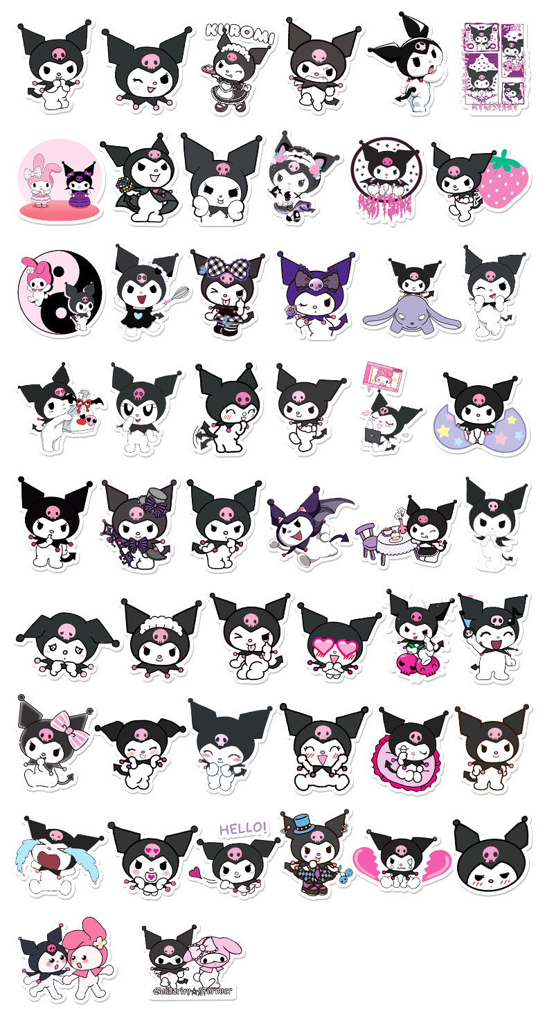 50张卡通库洛米形象涂鸦贴画行李箱笔记本电脑汽车滑板车装饰贴纸