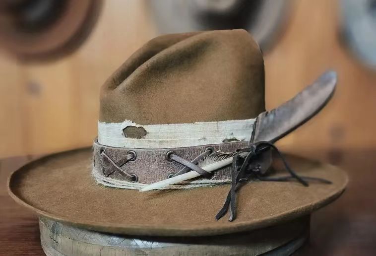 跨境热销西部宽檐纯羊毛礼帽织带羽毛装饰羊毡帽-阿里巴巴