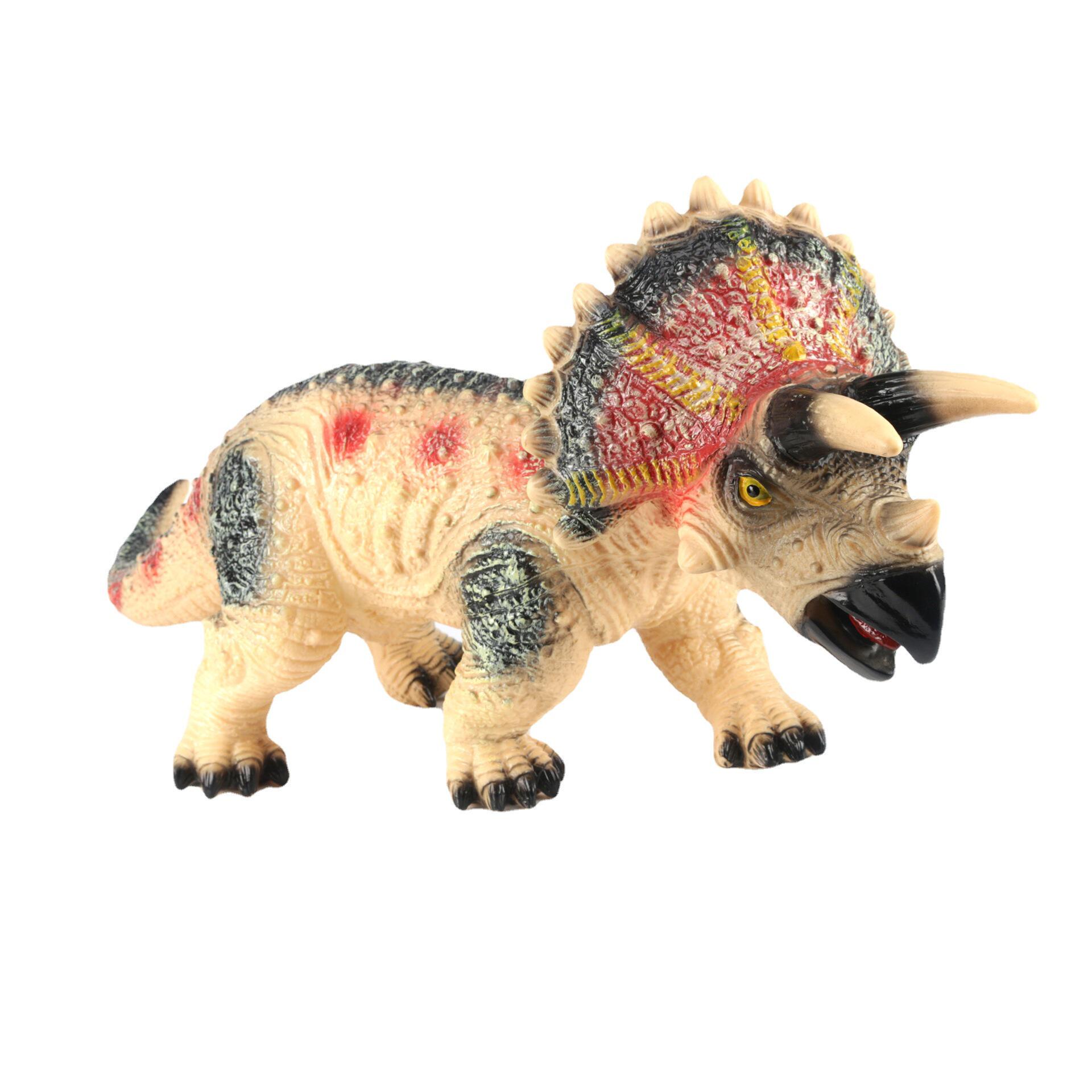 超大号仿真软胶恐龙玩具发声霸王龙三角龙动物模型男孩儿童可骑坐