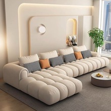 奶油风沙发猫抓布豆腐块意式极简风格客厅直排小户型布艺网红沙发