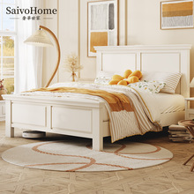 奢华世家实木床美式轻奢奶油风橡木床现代简约北欧收纳双人床家具