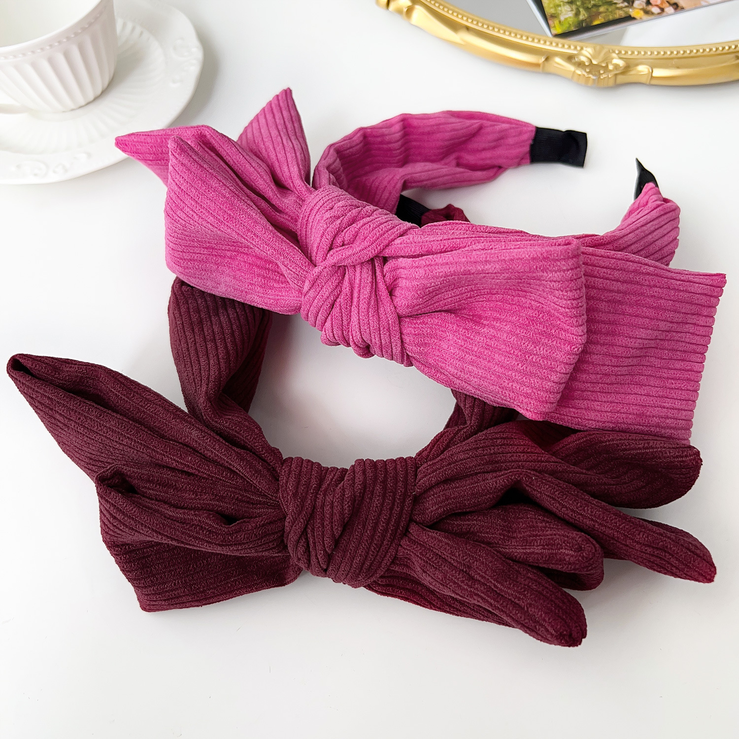 Autumn and Winter New Headband South Korea Dongdaemun Large Bow Hair Accessories Gentle Temperament Double Layer Wide-Edged Headband Hairpin