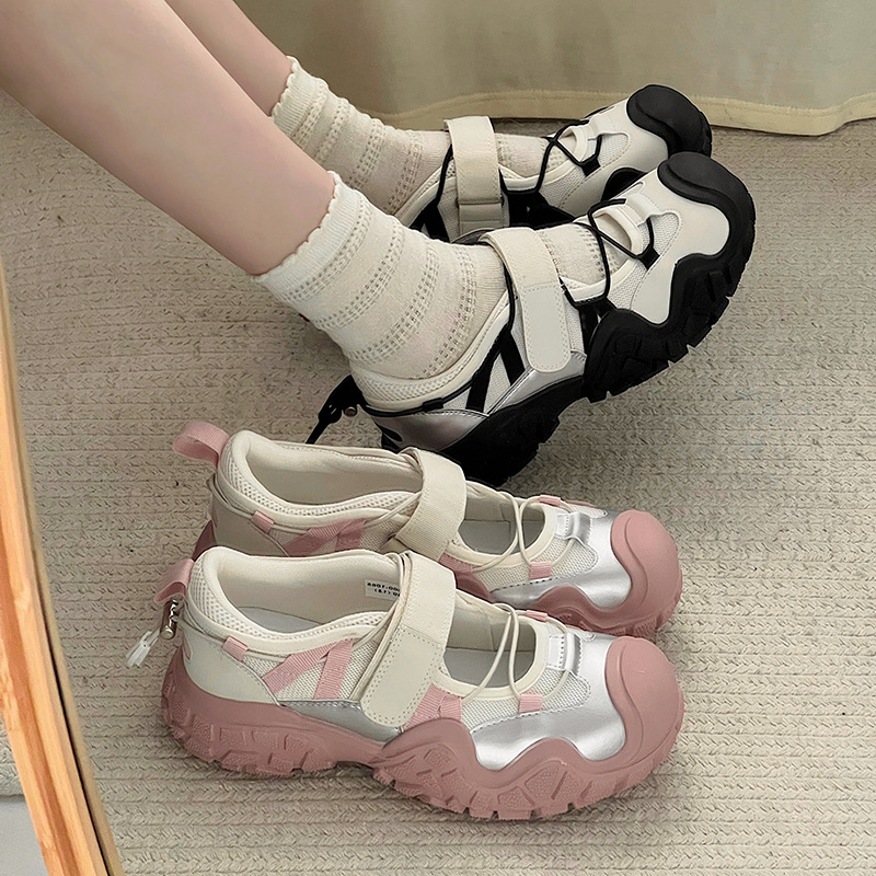 厚底丑萌大头老爹鞋女2024春夏季新款网面透气运动凉鞋女休闲鞋子