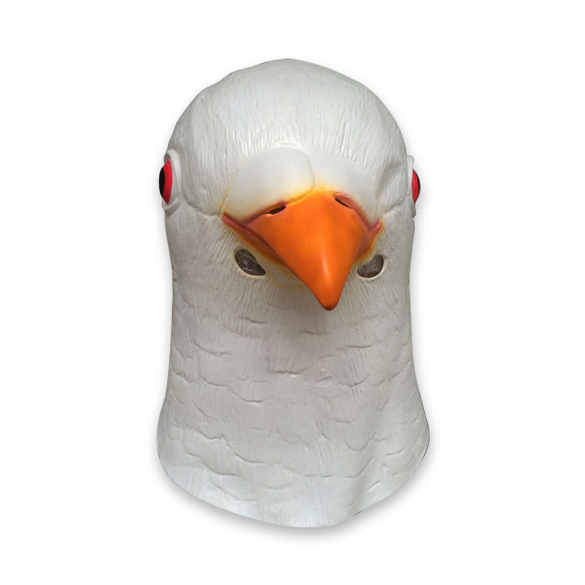 万圣节乳胶仿真热卖灰白鸽子头套 舞会变装面具 动物小鸟头套批发