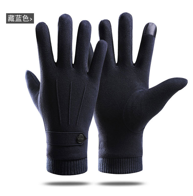 Thickened Fleece-lined Cycling Driving Windproof Thickening Warm Touch Screen Gloves Men's Winter Dralon Warm Gloves