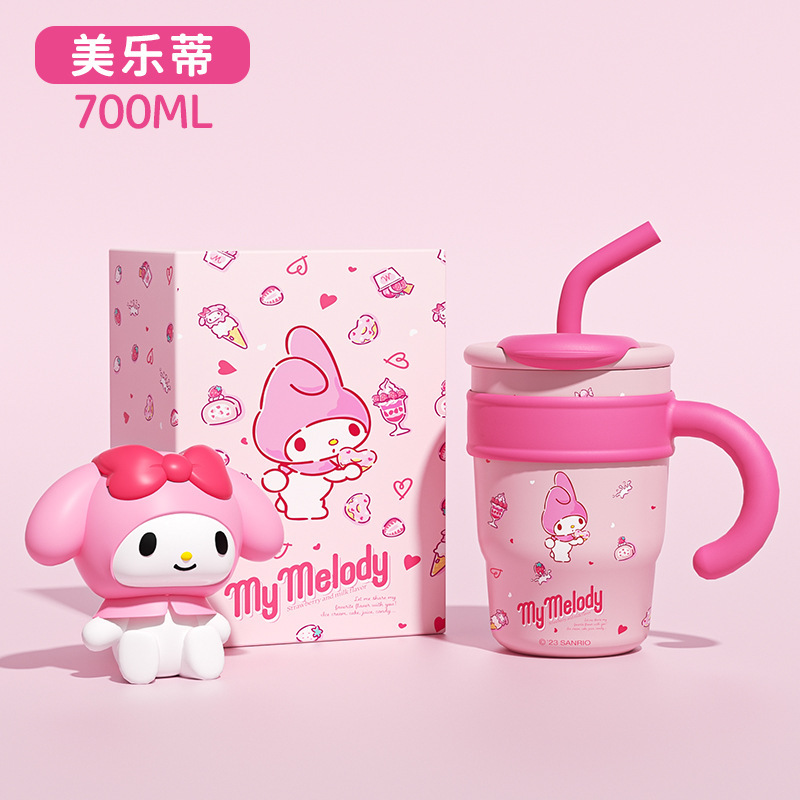 Sanrio Hellokitty Large Ice Cup Big Mac Girl Good-looking Large Capacity Straw Stainless Steel Vacuum Cup