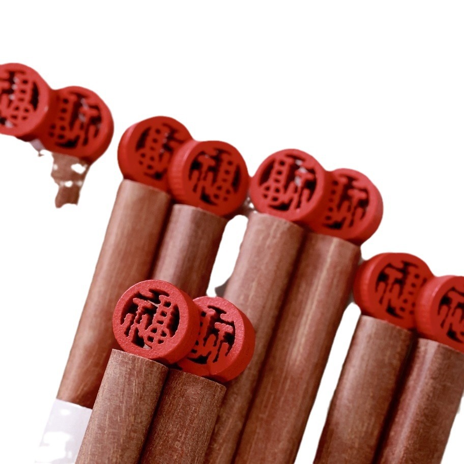 [Yuanjin Bamboo Wood] Home Festival Gift Reusable Chopstick Red Sandal Wood Chopsticks Non-Slip Natural High-End High Temperature Resistant