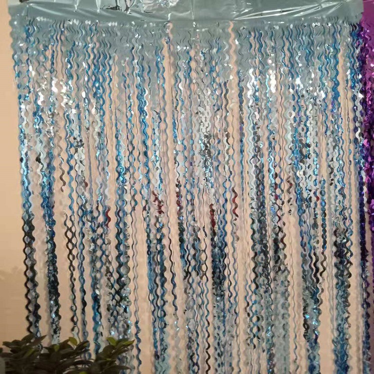 New Bright Wave 2M Wave Party Tassel Anniversary Birthday Background Decoration Tinsel Curtain