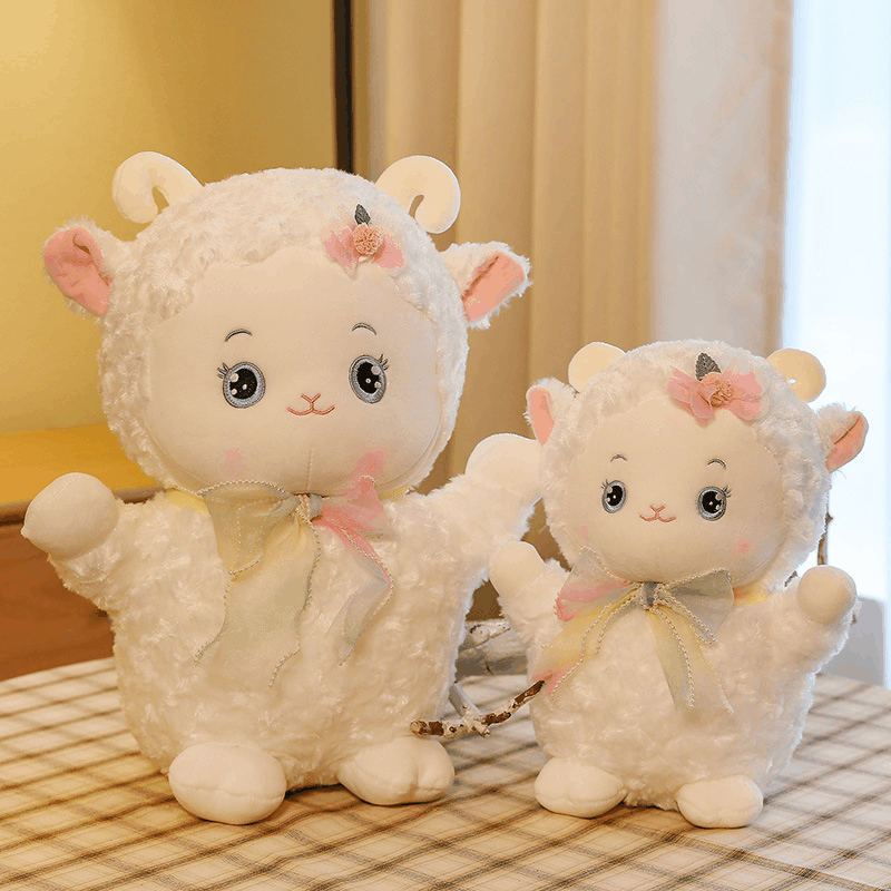 新款羊咪咪公仔毛绒玩具创意卷毛蝴蝶结小绵羊布娃娃玩偶女生日礼