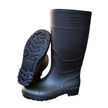 [厂家批发  ]强鹰黑色哑光加厚卫生雨靴 PVC雨鞋男士耐油酸碱水鞋