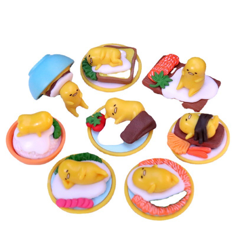 日本gudetama蛋黄哥玩偶懒蛋蛋君手办模型微缩食玩蛋糕装饰小摆件