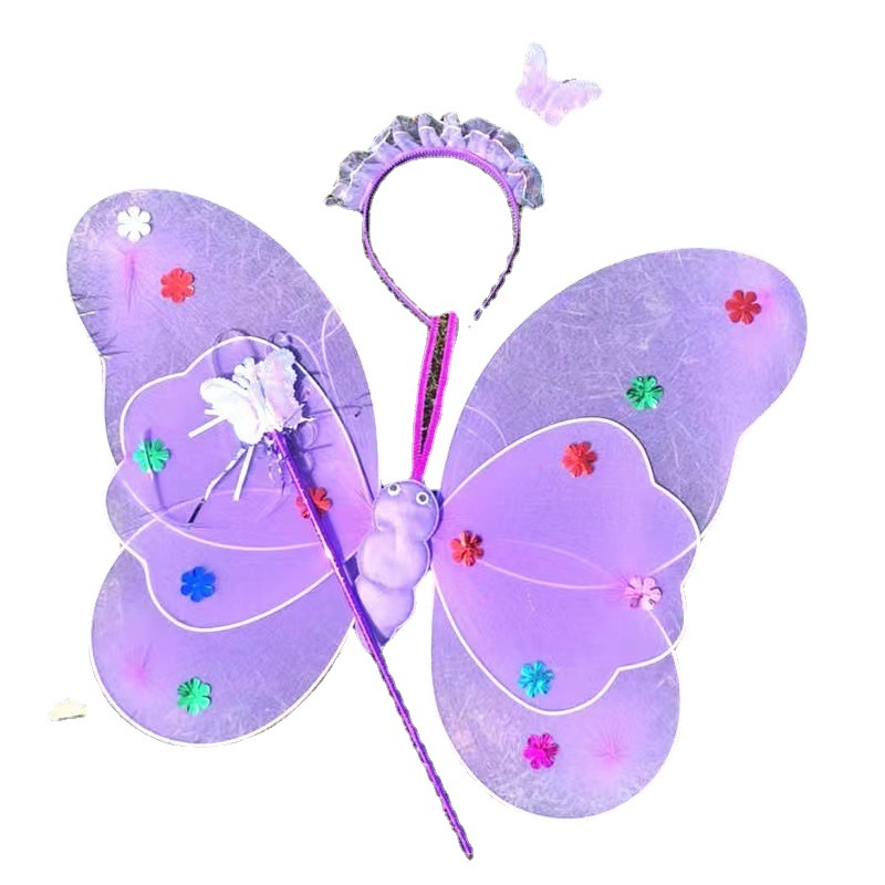 New Led20 Light Light-Emitting Butterfly Wings Children's Toy Stall Wholesale Luminous Angel Wings Three-Piece Set