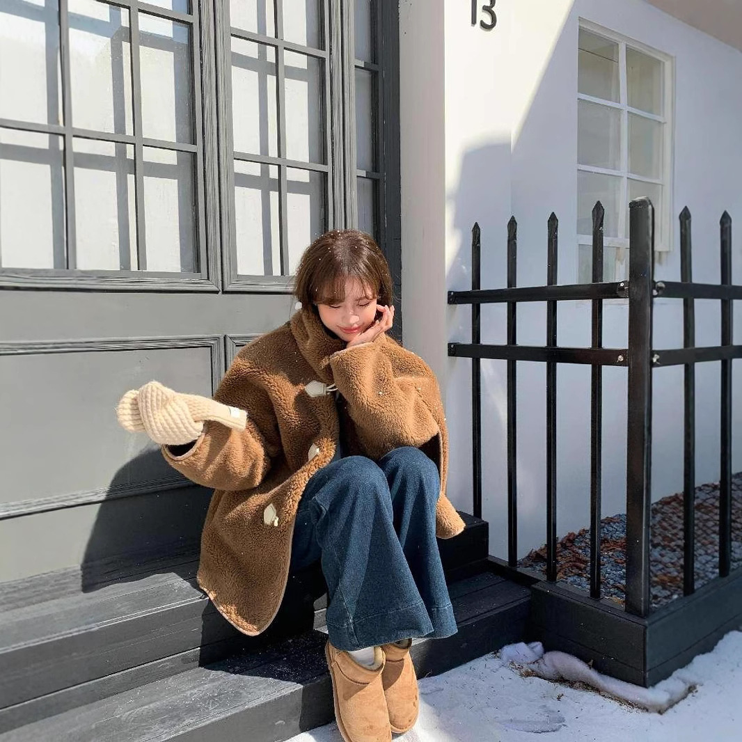 沙河南城vivis type女装2024冬季新款配围巾韩版皮毛一体保暖外套