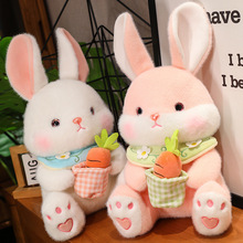 可爱抱胡萝卜小兔子玩偶毛绒玩具抓机娃娃兔子公仔儿童生日礼物