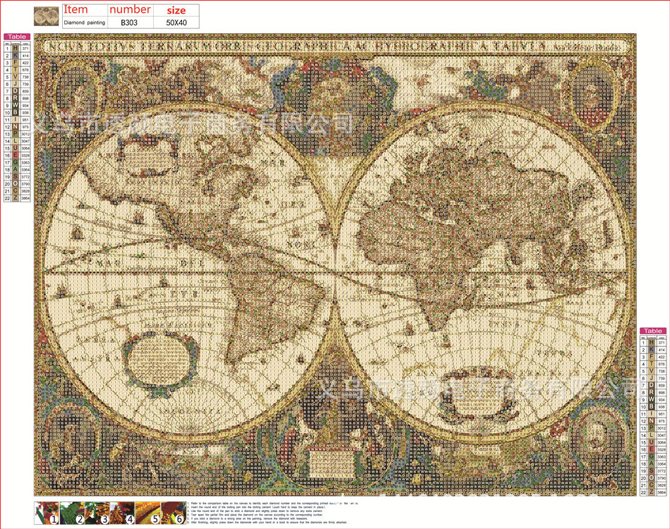 5d钻石画diy客厅家居装饰画世界地图速卖通亚马逊等跨境电商专供