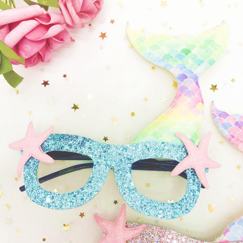 New Children's Ins Glittering Powder Glasses Frame Internet Celebrity Mermaid Decoration Glasses Accessories Holiday Party Supplies Accessories