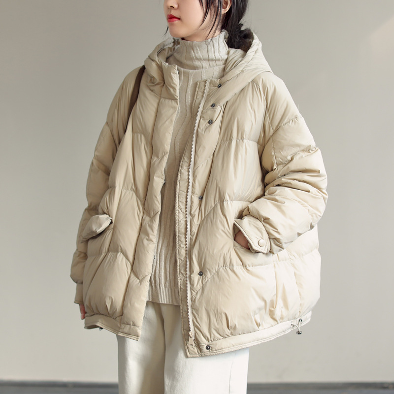 New Winter Clothes Line-Pressing Large Pocket Lightweight Warm White Duck down Hooded down Jacket Bread Coat