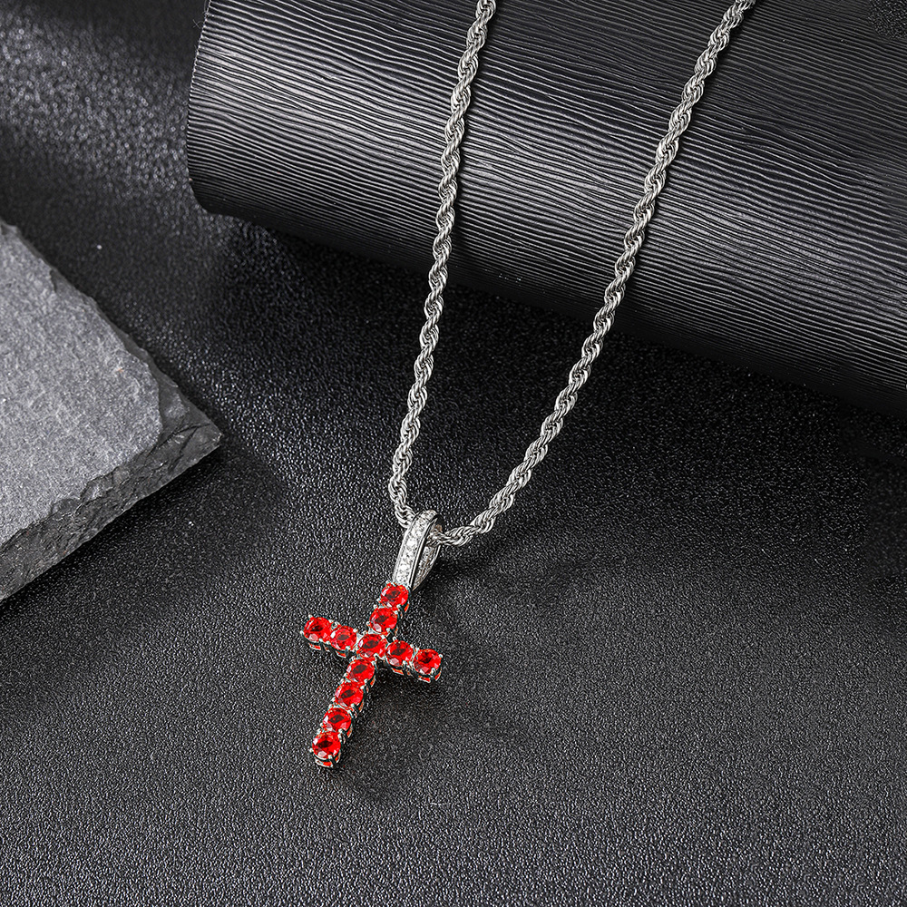 Horse Thinking Same Cross Necklace High Quality Multi-Specification Zircon Hip Hop Necklace Men and Women Same Style One Piece Dropshipping