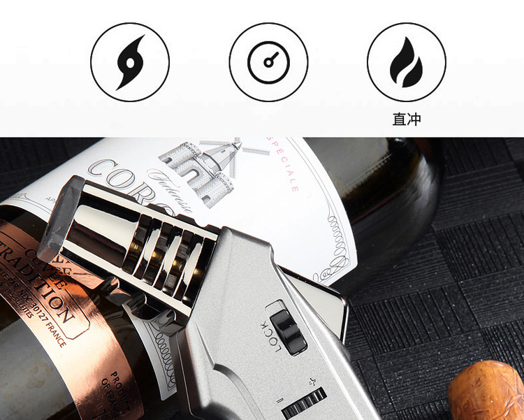 中邦583 厂家批发直冲雪茄焊枪喷枪厨房烘焙礼烟具金属充气打火机