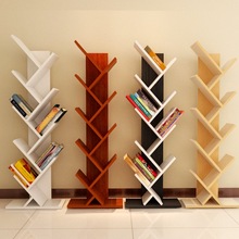 书架斜放式落地的简易倾斜个性艺术创意置物简约异形多层木头树形