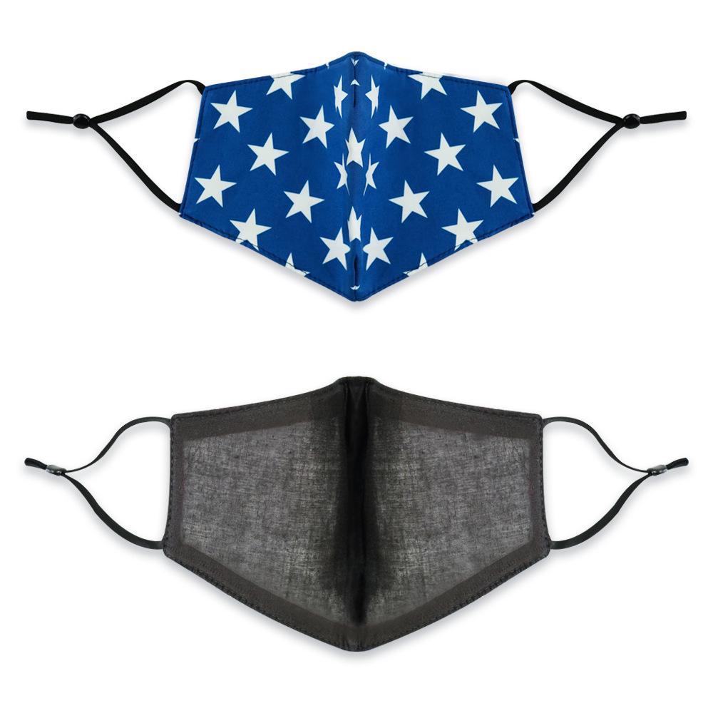 三层棉布口罩批发定制个性立体美国国旗数码印花透气防尘口罩加工