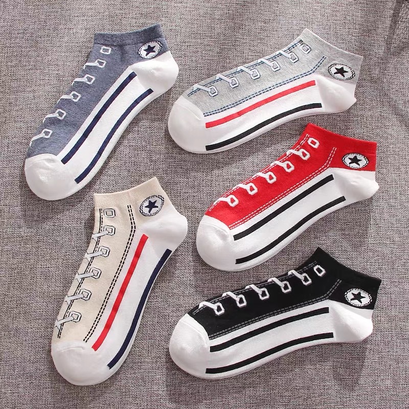 spring and summer new european and american ankle socks short tube trendy college style canvas socks combed cotton personality low cut sports cotton socks