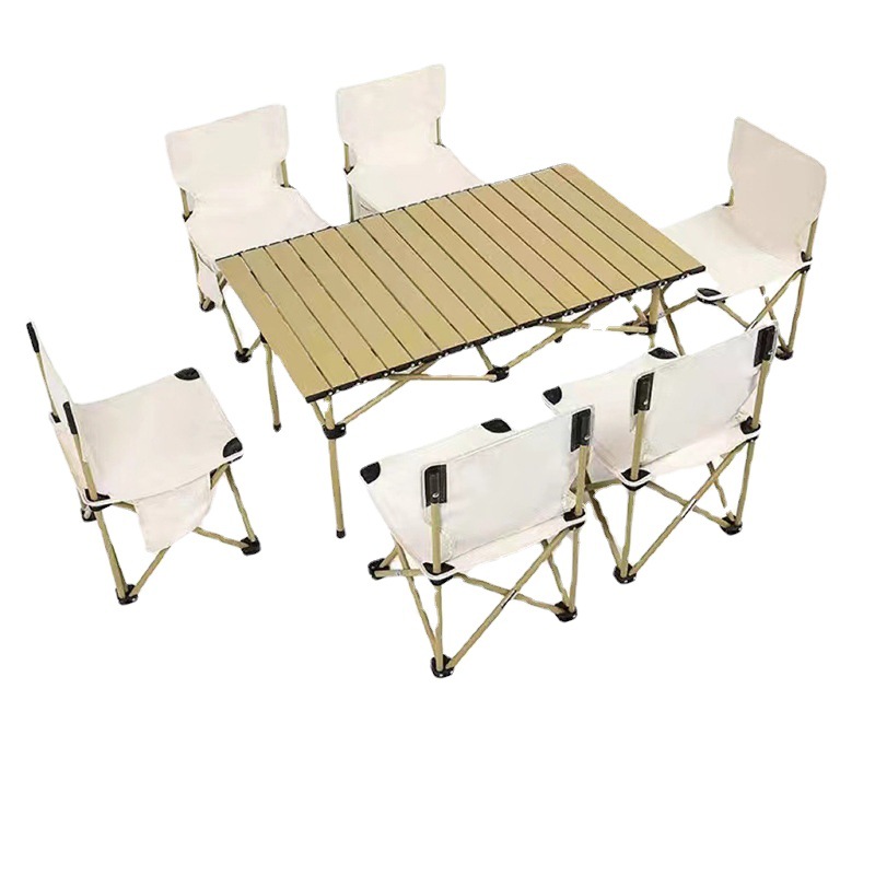 Cross-Border Outdoor Folding Tables and Chairs Set Portable Camping Stall Car Egg Roll Table Barbecue Picnic Table and Chair Delivery