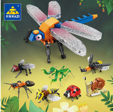 开智80040科教儿童仿真昆虫动物模型八合一拼装积木玩具跨境批发