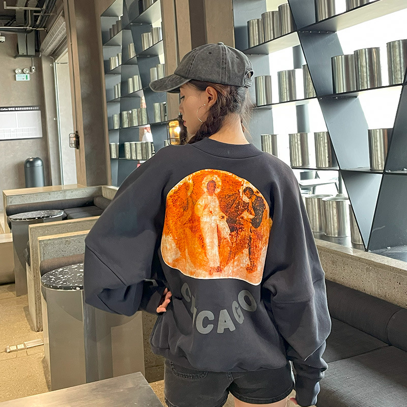 kanye侃爷同款jesus is king三神油画fog卫衣高街宽松圆领男女卫