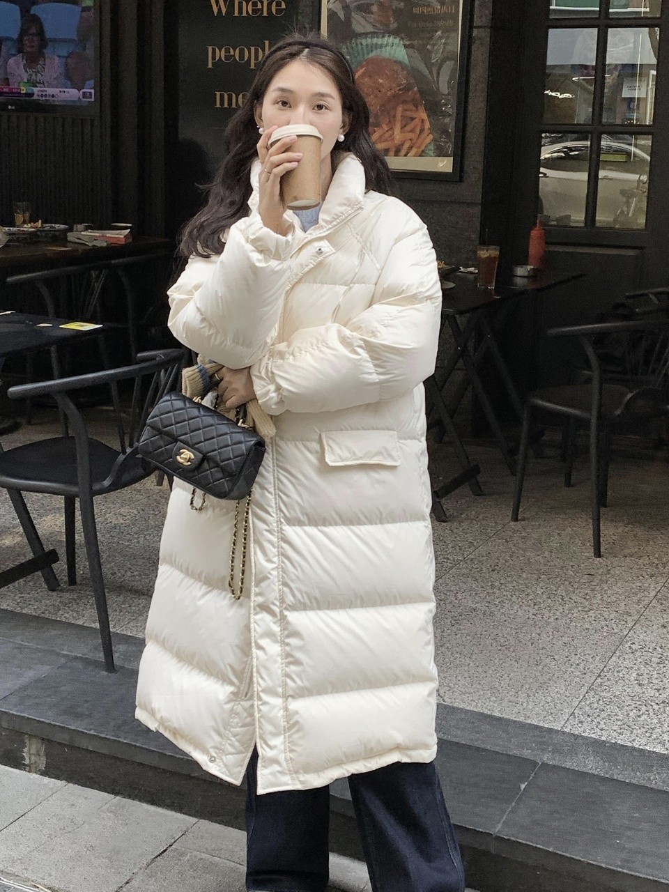 Long below the Knee Stand Collar Pink down Jacket Women's Mid-Length 2023 Winter New Loose Thick Puffer Jacket Coat Women