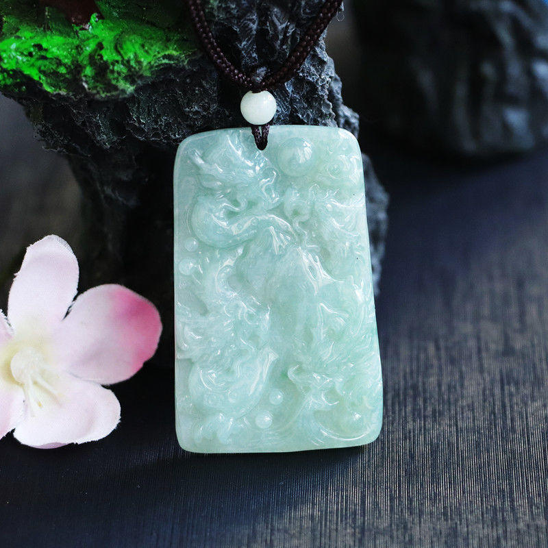 眷钰 天然缅甸翡翠如日中天龙牌吊坠玉石玉器项链挂坠玉牌珠宝