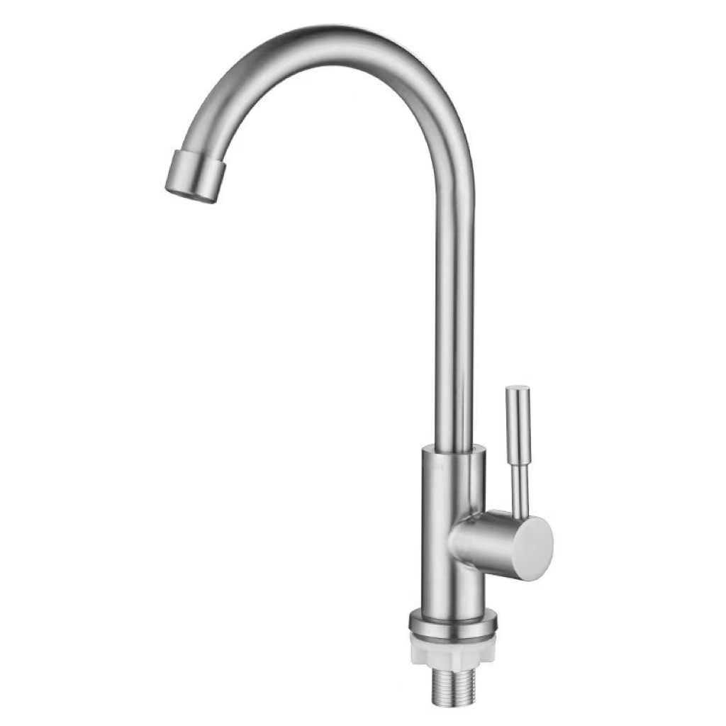Single Cold Faucet Lengthened Foot Stainless Steel Faucet Kitchen Balcony Stainless Steel Single Faucet