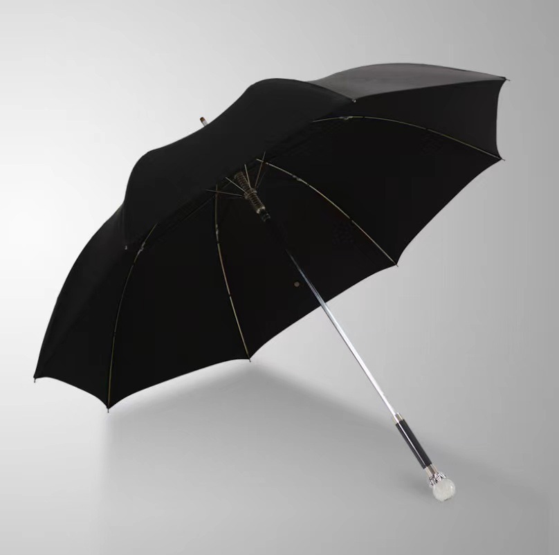 高档狮子头水晶头红宝石檀木商务礼盒礼品伞轻奢金属动物头雨伞