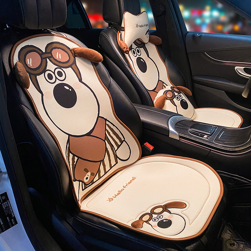 汽车坐垫通用四季单片夏季座垫卡通可爱座椅通风三件套夏天汽车垫