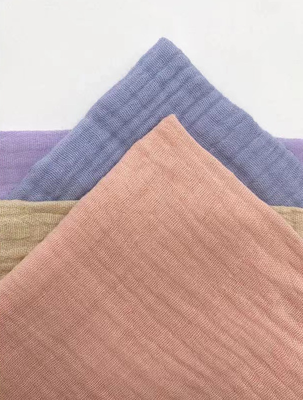 全棉双层皱布 绉布纱布料muslin卡通印花恐龙 婴童睡衣家居服面料