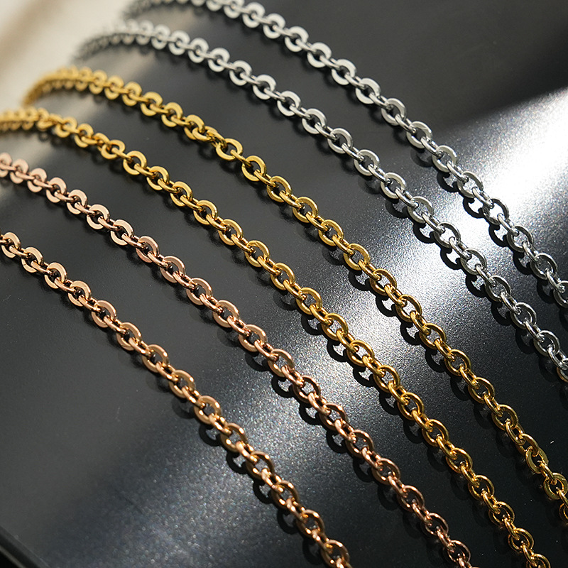 欧美热销 不锈钢304钛钢O字链 简约男女锁骨项链吊坠配链单链现货