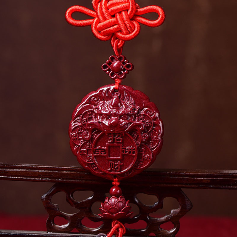 朱砂招财进宝汽车挂件女后视镜车内挂饰帝王砂出入平安车载吊饰男