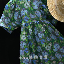 波拉bora韩国童装女童连衣裙2024新款夏季中大童洋气碎花公主裙潮