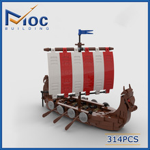 创意MOC 小颗粒积木 维京战船模型 DIY拼装儿童玩具