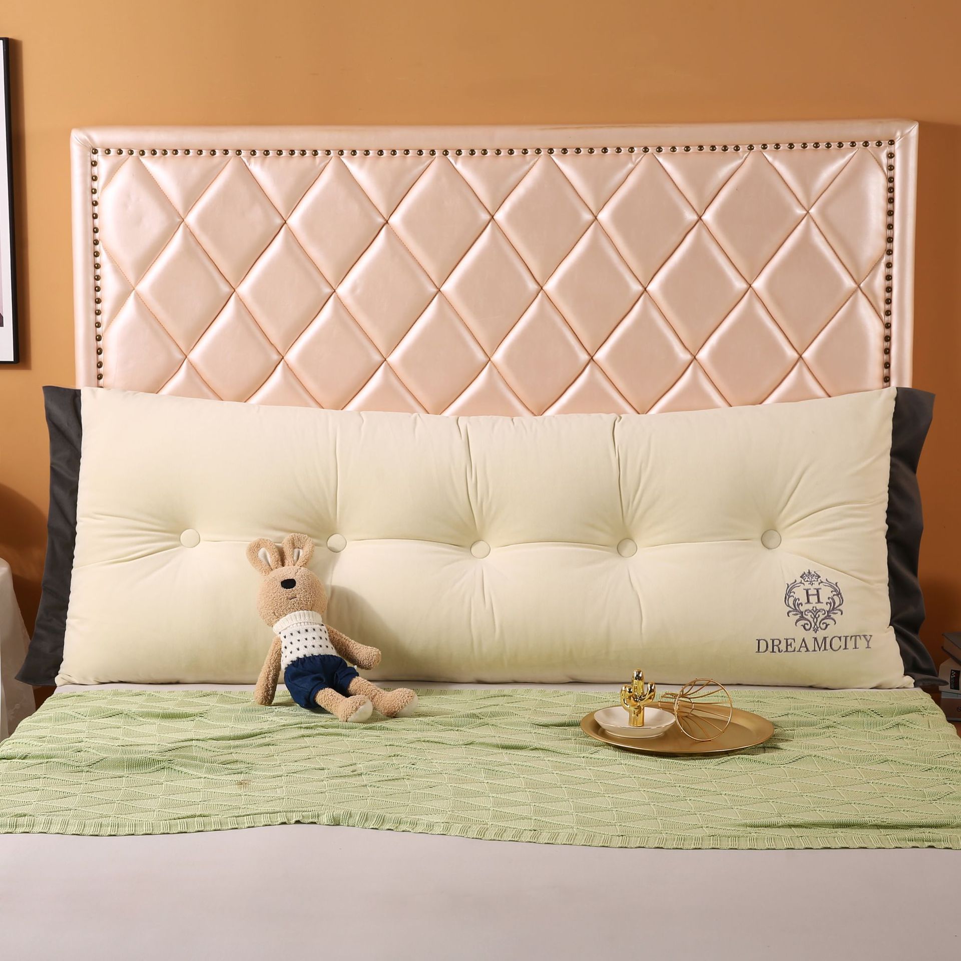 欧式臻绒刺绣靠背 床头腰软包榻榻米靠背双人简约靠背垫