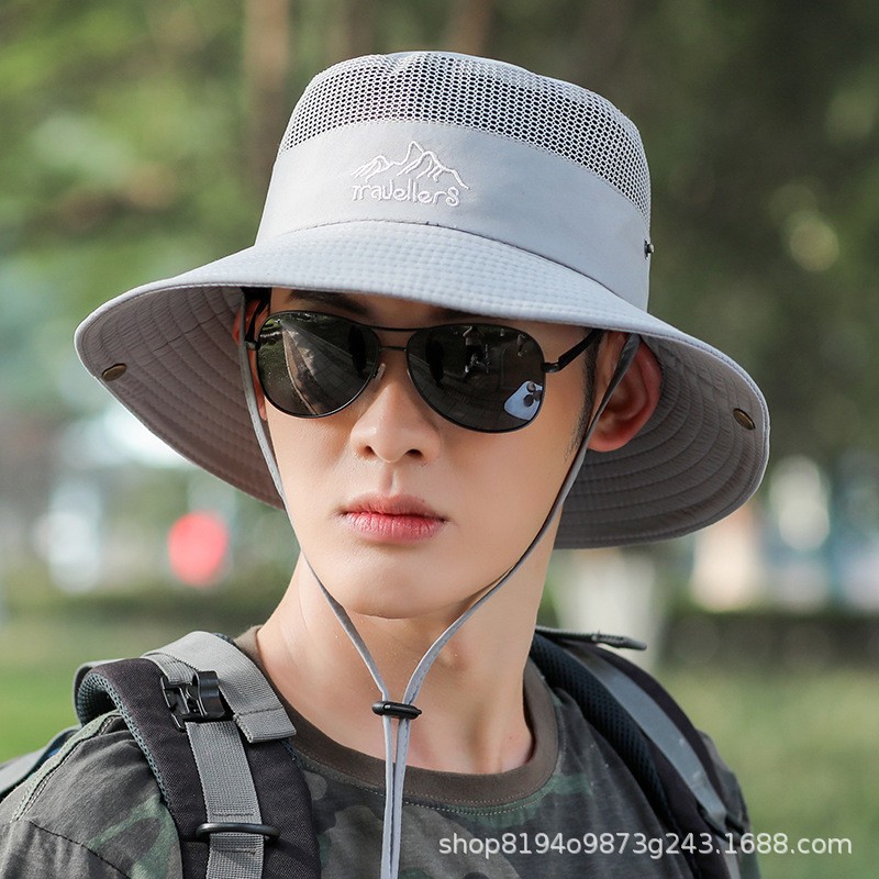 渔夫帽男春夏帽子户外登山防晒遮阳帽新款折叠太阳帽男士钓鱼帽批