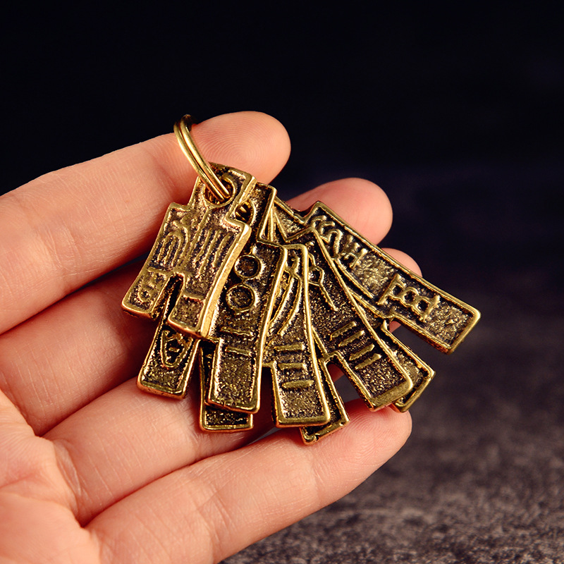 黄铜刀币古币钱币春秋战国青铜库币布币一套复古刀币裤币挂件批发