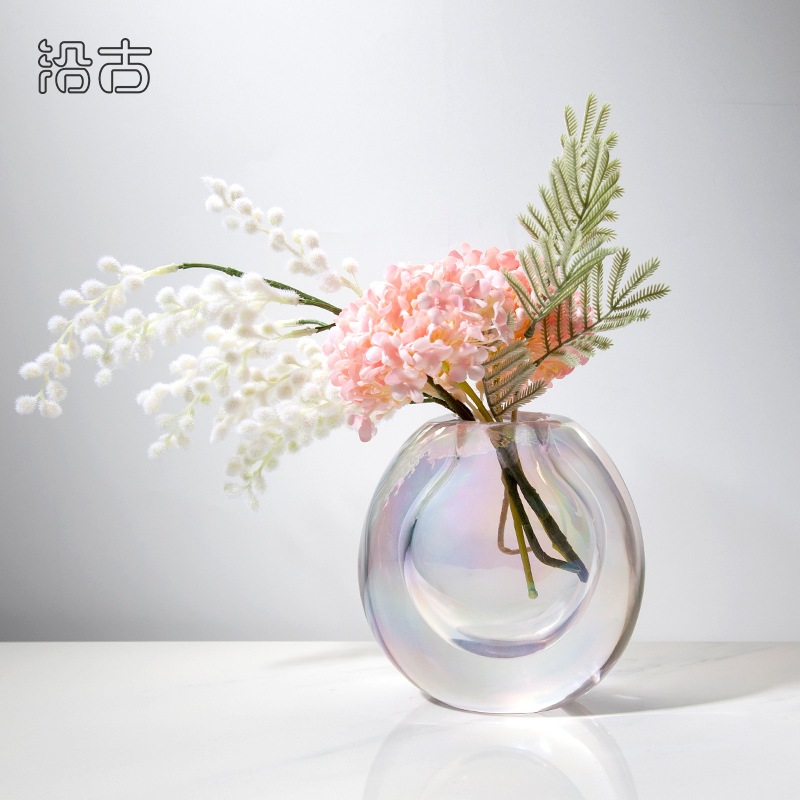 实物比图片好看的桌面小花瓶花艺 现代轻奢风 香薰玻璃瓶插花配饰