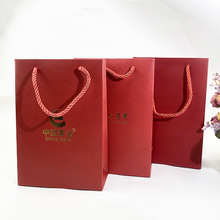 黄金珠宝首饰袋红色覆膜压纹手提袋礼品饰品中金包装袋子现货批发